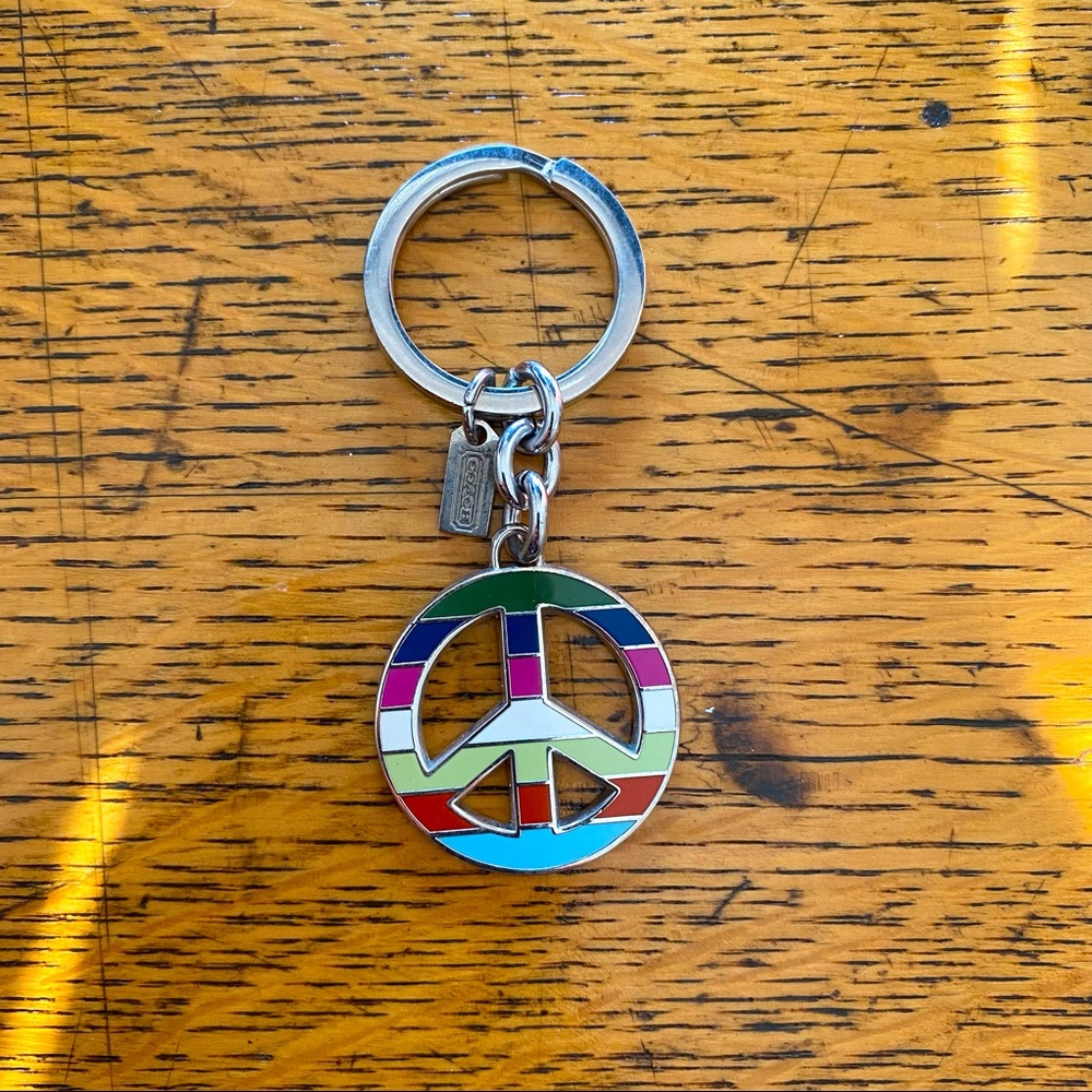 Rare Coach Legacy Peace Sign Keychain